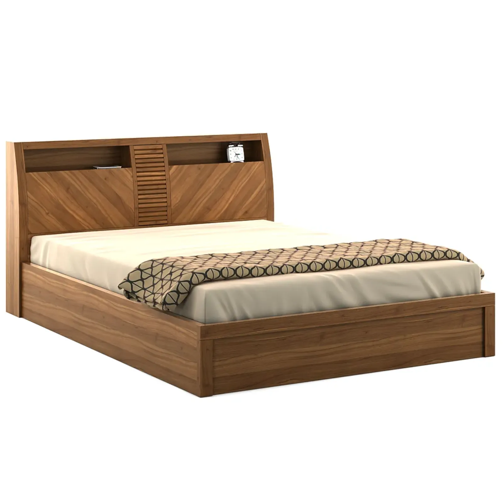 Monarch V4 King Bed 3/4th Lift On Storage - Natural Teak